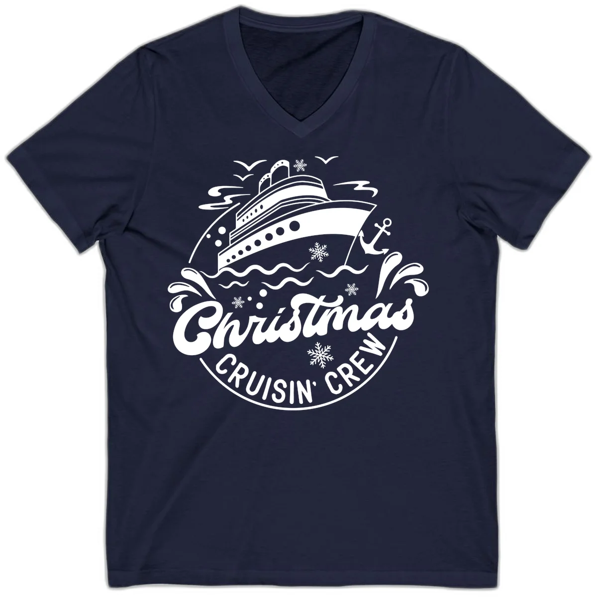 Christmas Cruisin' Crew V-Neck T-Shirt in Navy