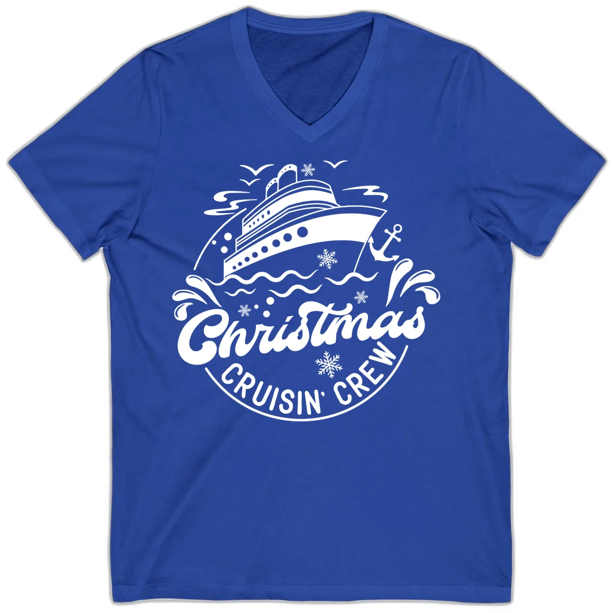 Christmas Cruisin' Crew V-Neck T-Shirt in True Royal