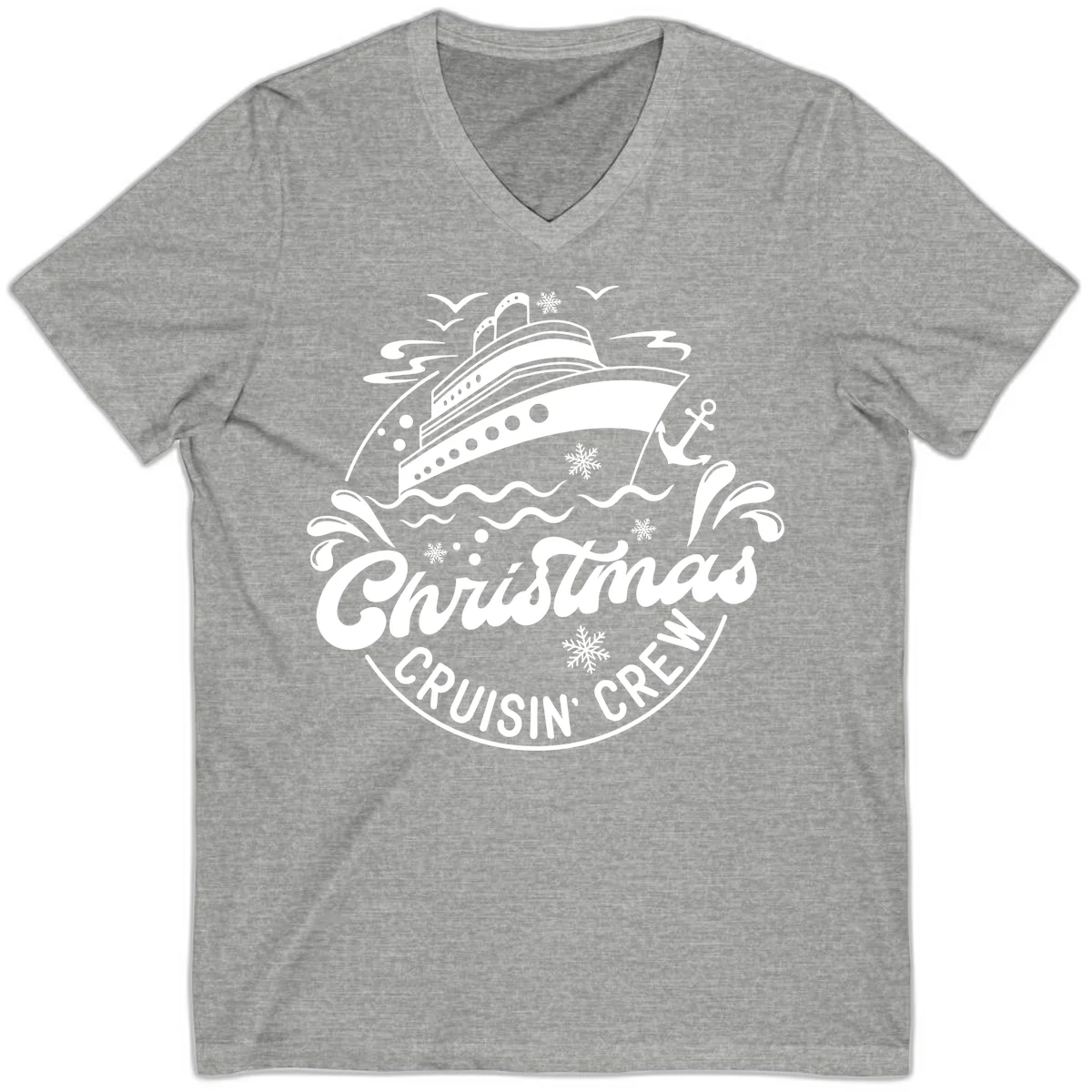 Christmas Cruisin' Crew V-Neck T-Shirt in Athletic Heather