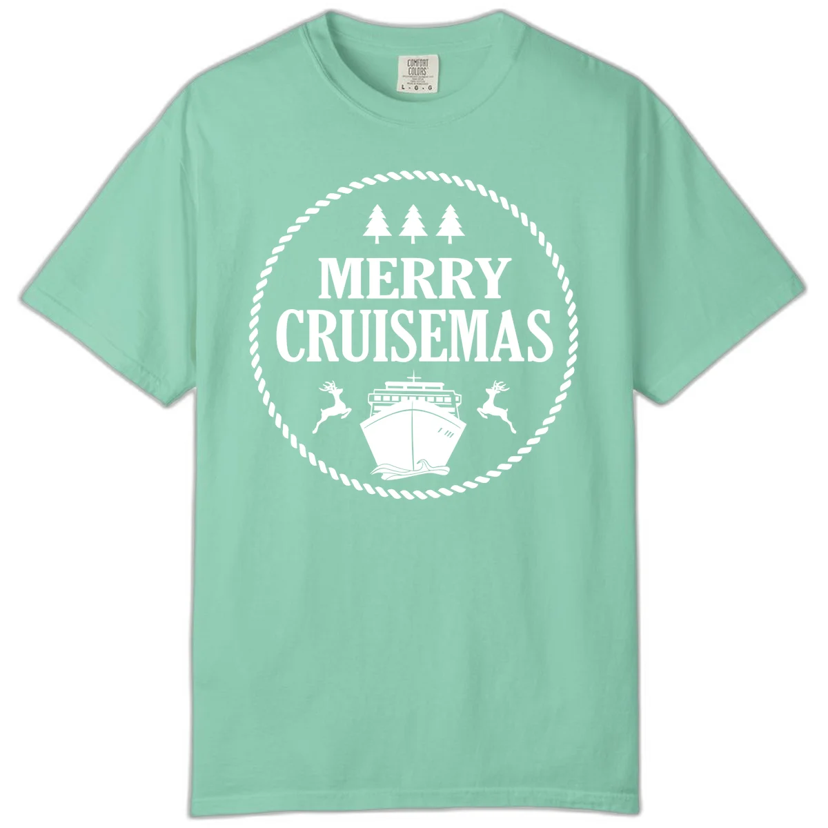 Merry Cruisemas Comfort Color Tee in Island Reef