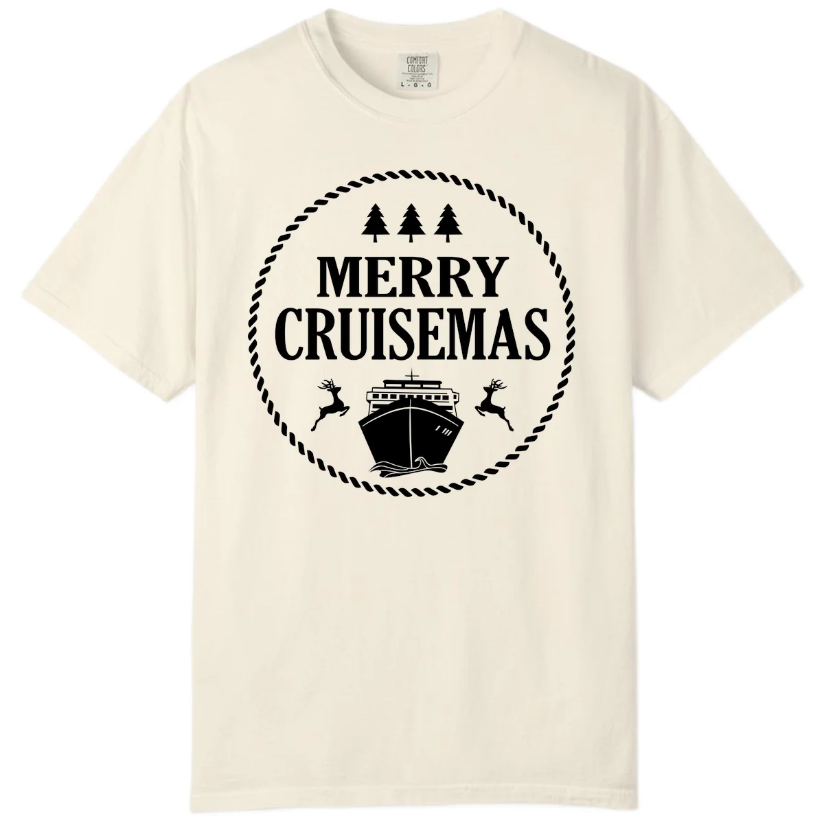 Merry Cruisemas Comfort Color Tee in Ivory