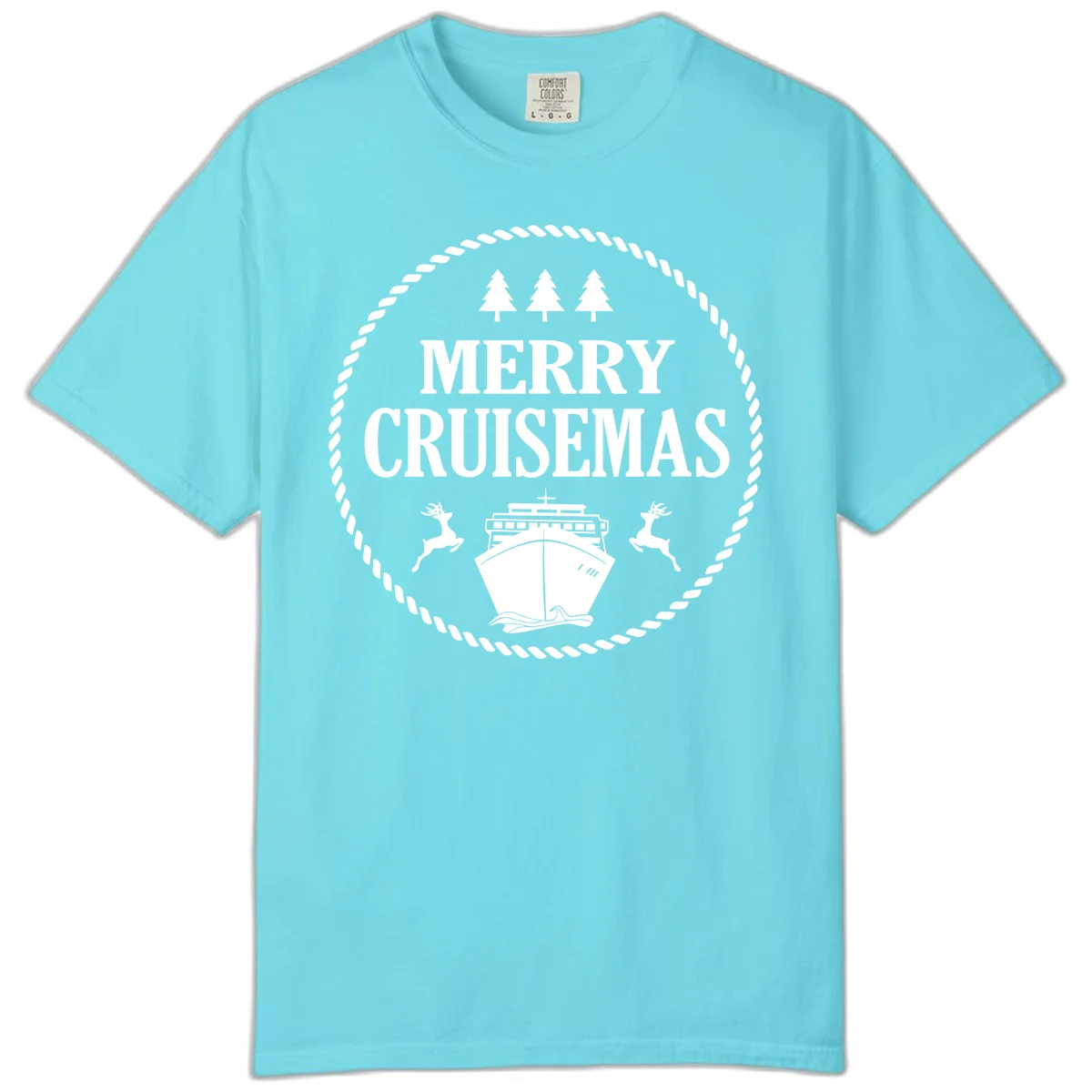 Merry Cruisemas Comfort Color Tee in Lagoon Blue