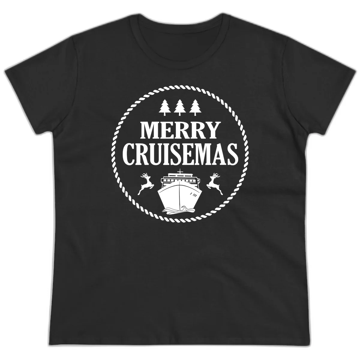 Merry Cruisemas Ladies Tee in Black