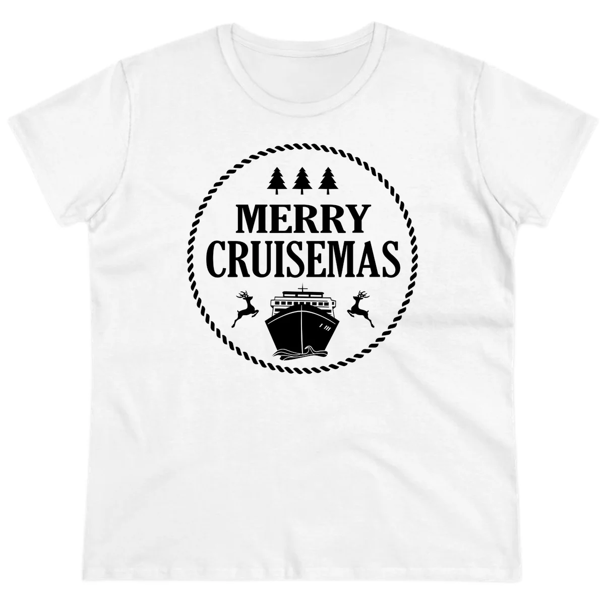 Merry Cruisemas Ladies Tee in White