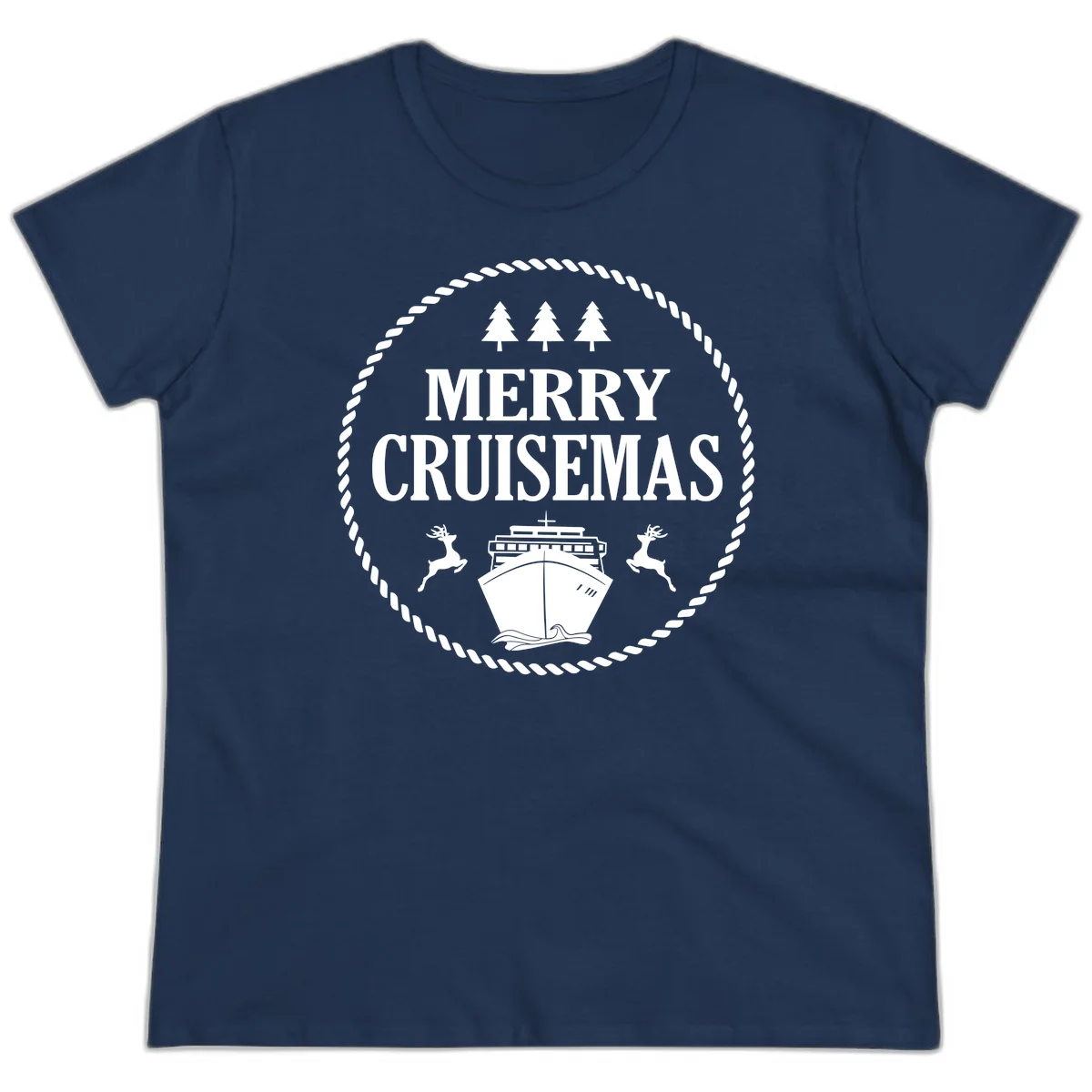 Merry Cruisemas Ladies Tee in Navy