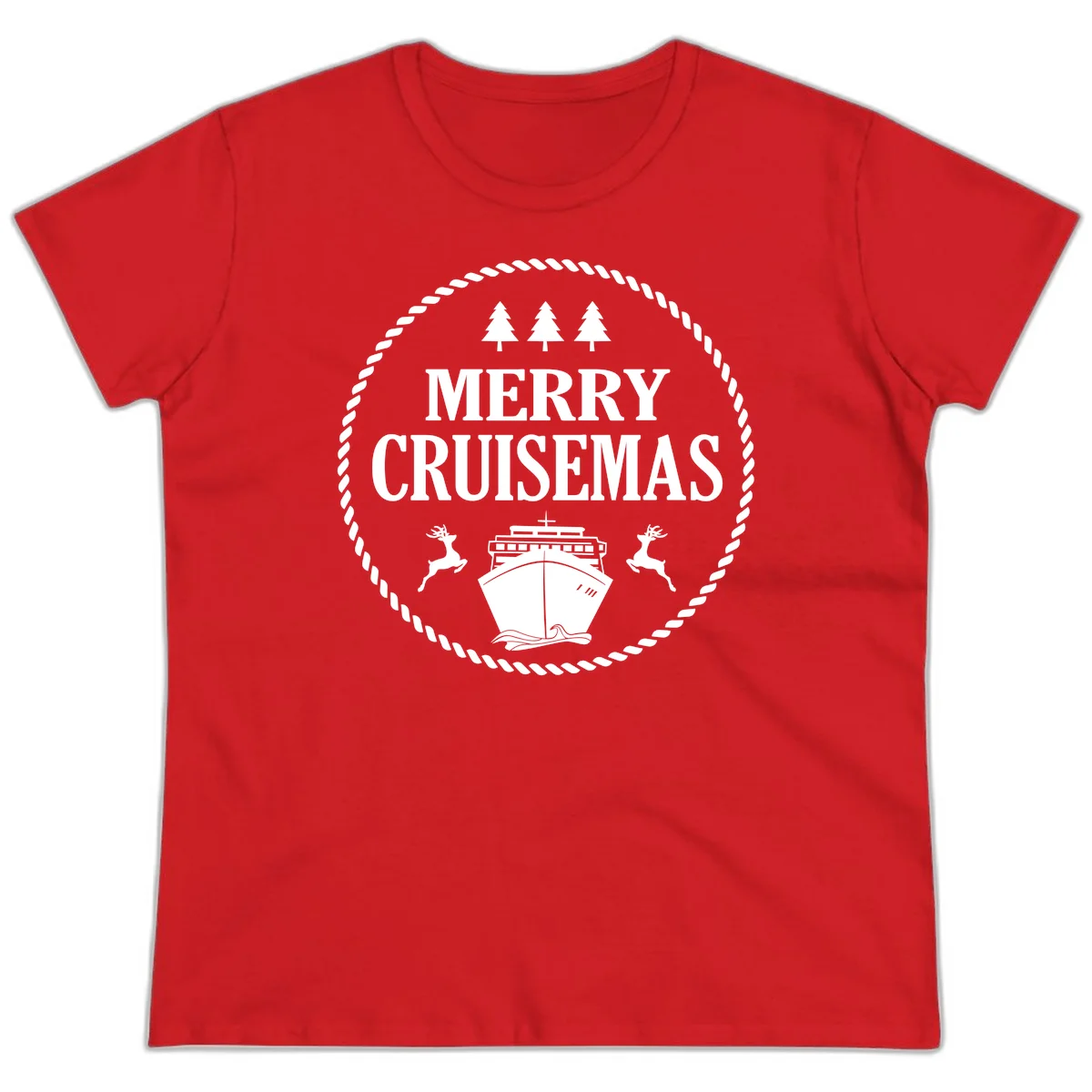 Merry Cruisemas Ladies Tee in Red
