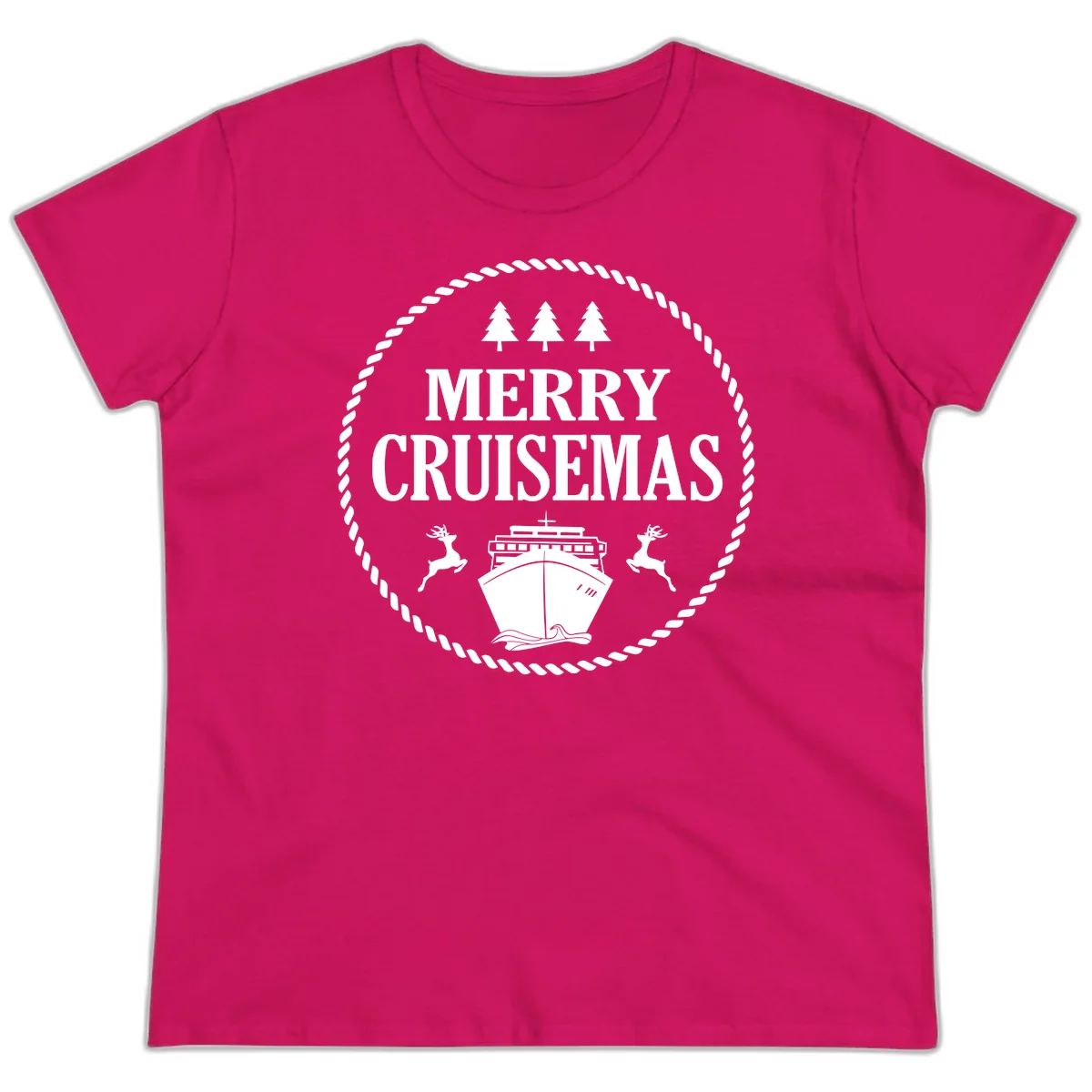 Merry Cruisemas Ladies Tee in Heliconia