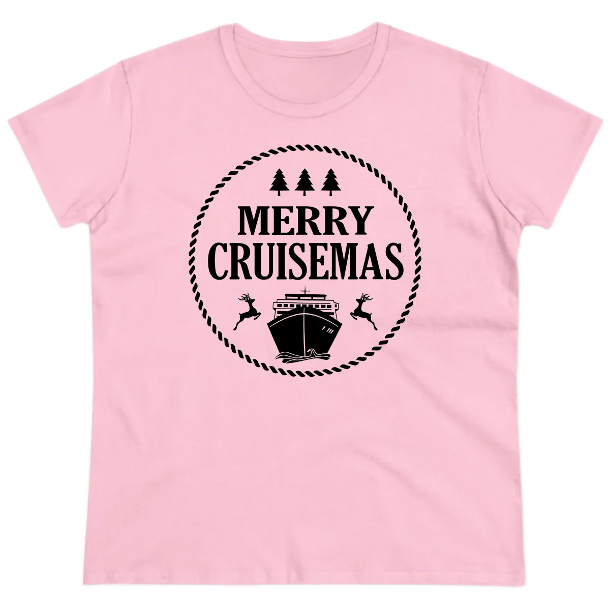 Merry Cruisemas Ladies Tee in Light Pink