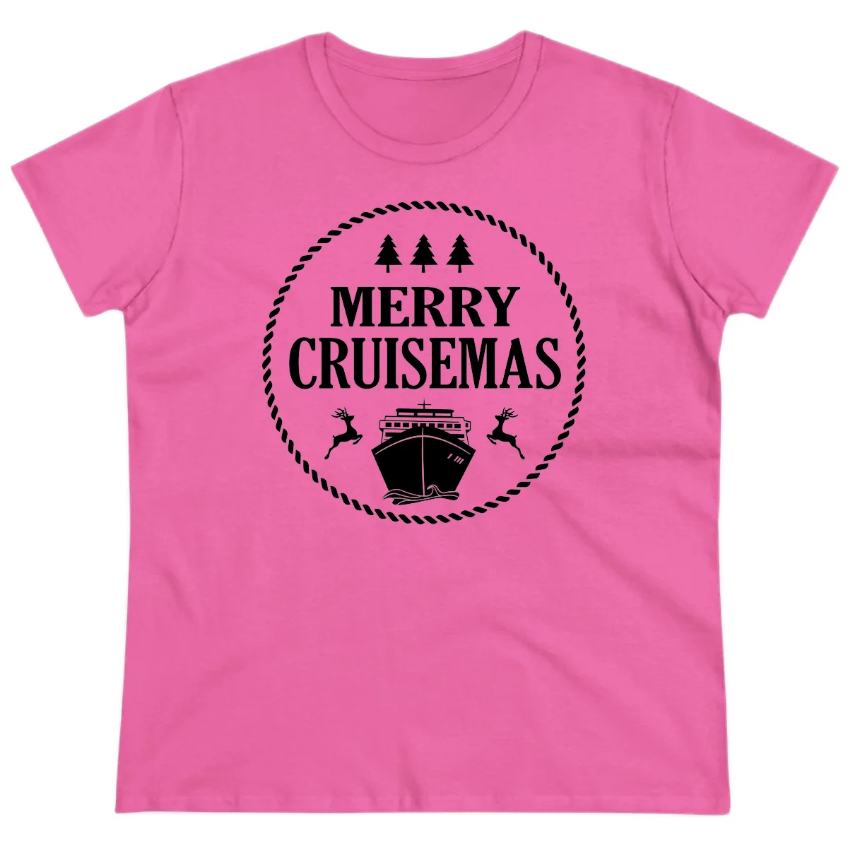 Merry Cruisemas Ladies Tee in Azalea