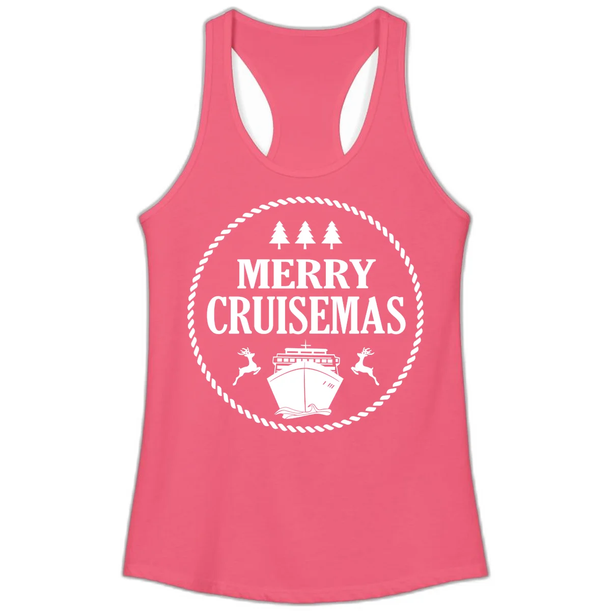 Merry Cruisemas Ladies Tank in Hot Pink