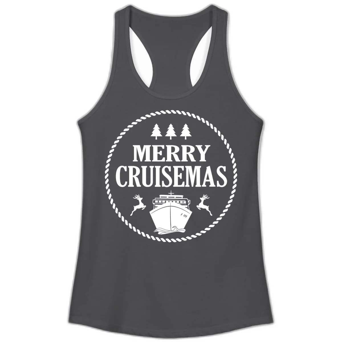 Merry Cruisemas Ladies Tank in Solid Dark Gray