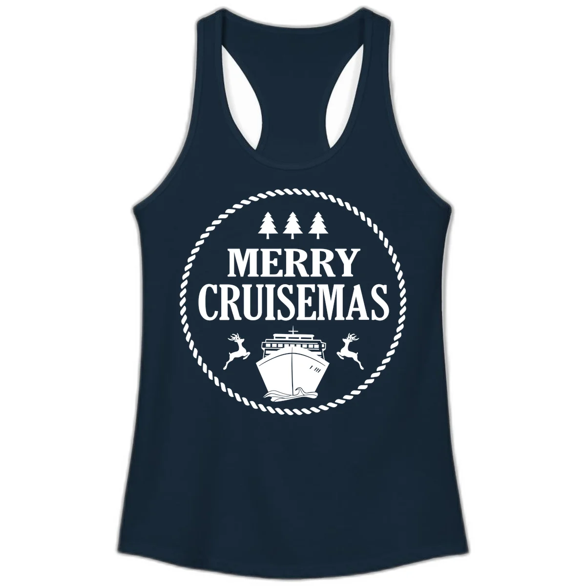 Merry Cruisemas Ladies Tank in Solid Midnight Navy