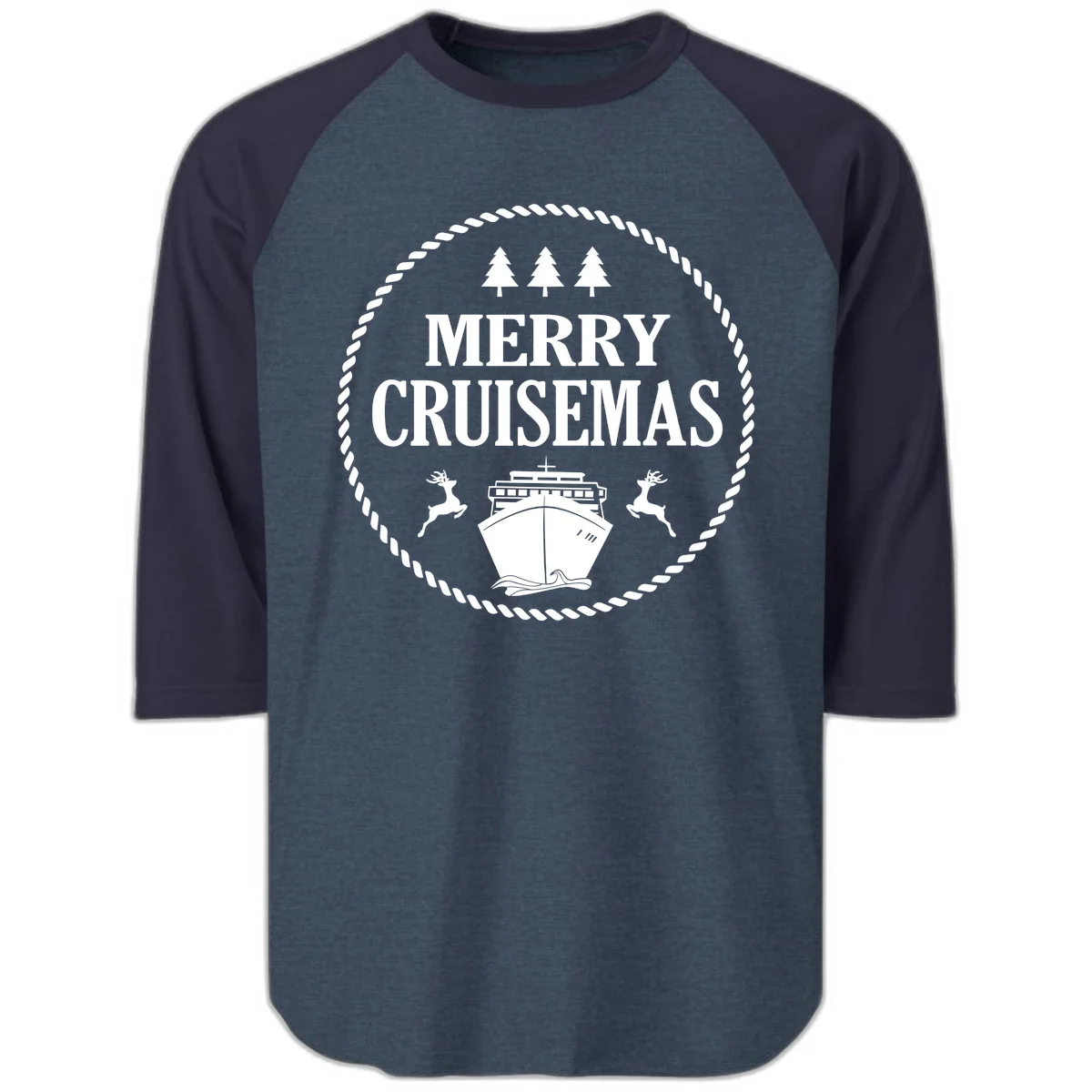 Merry Cruisemas Raglan 3/4 in Heather Denim Navy