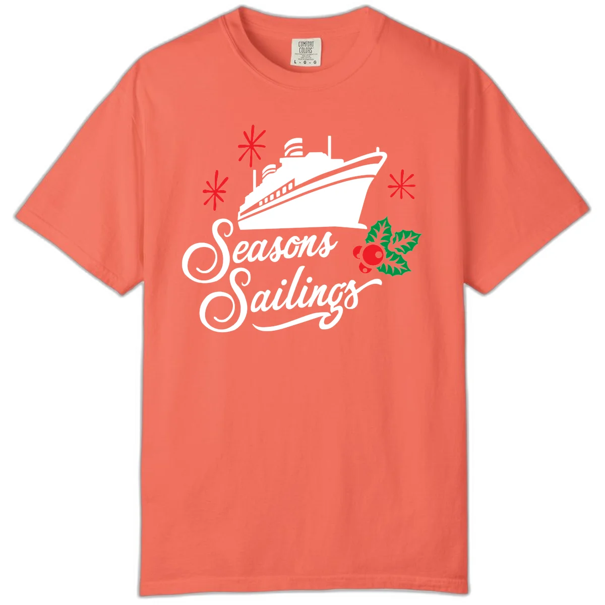 Seasons Sailings Cruise Holiday Comfort Color in Bright Salmon