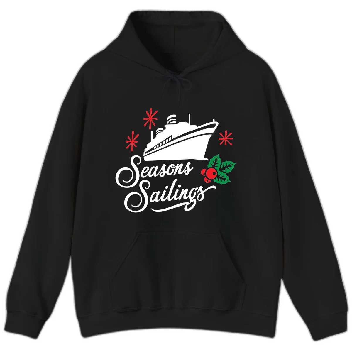 Seasons Sailings Cruise Holiday Hoodie in Black