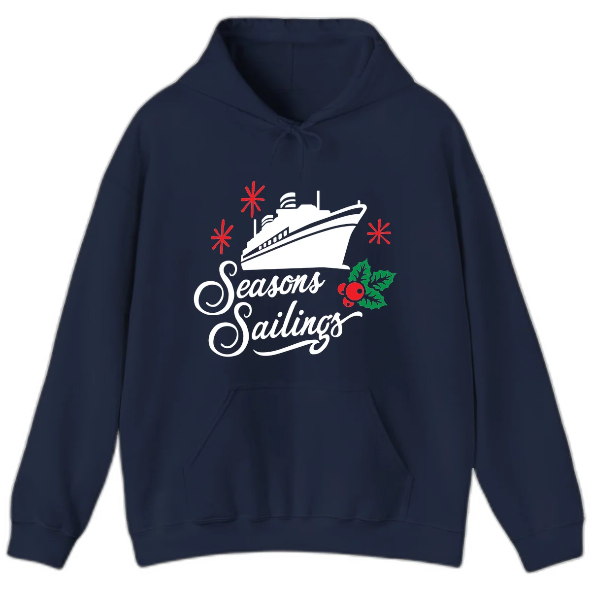 Seasons Sailings Cruise Holiday Hoodie in Navy