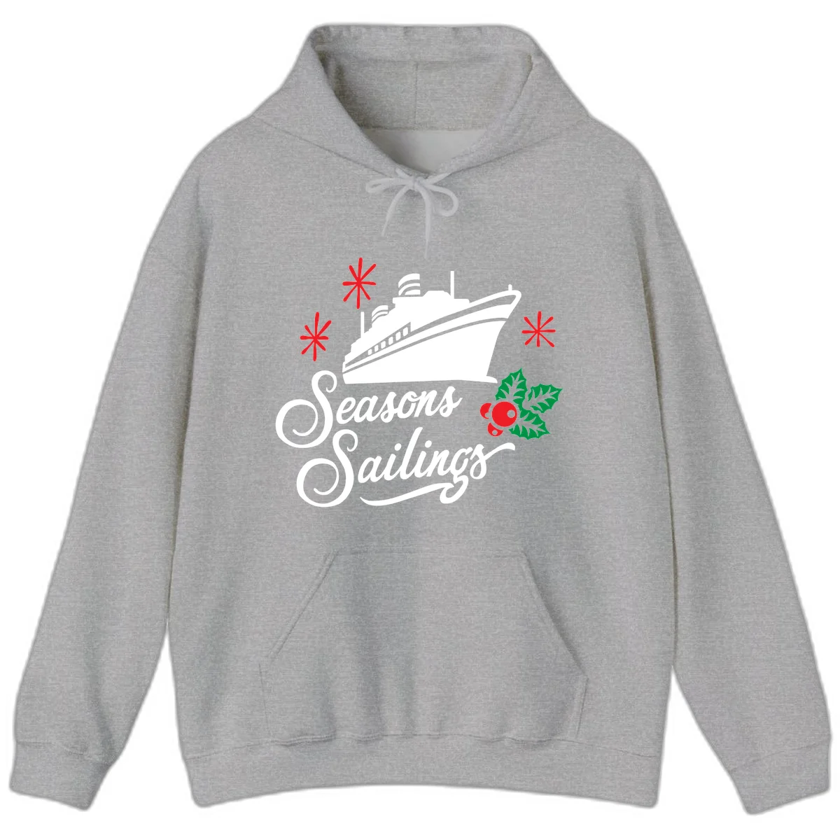 Seasons Sailings Cruise Holiday Hoodie in Sport Grey