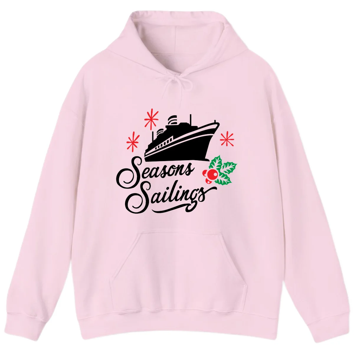 Seasons Sailings Cruise Holiday Hoodie in Light Pink