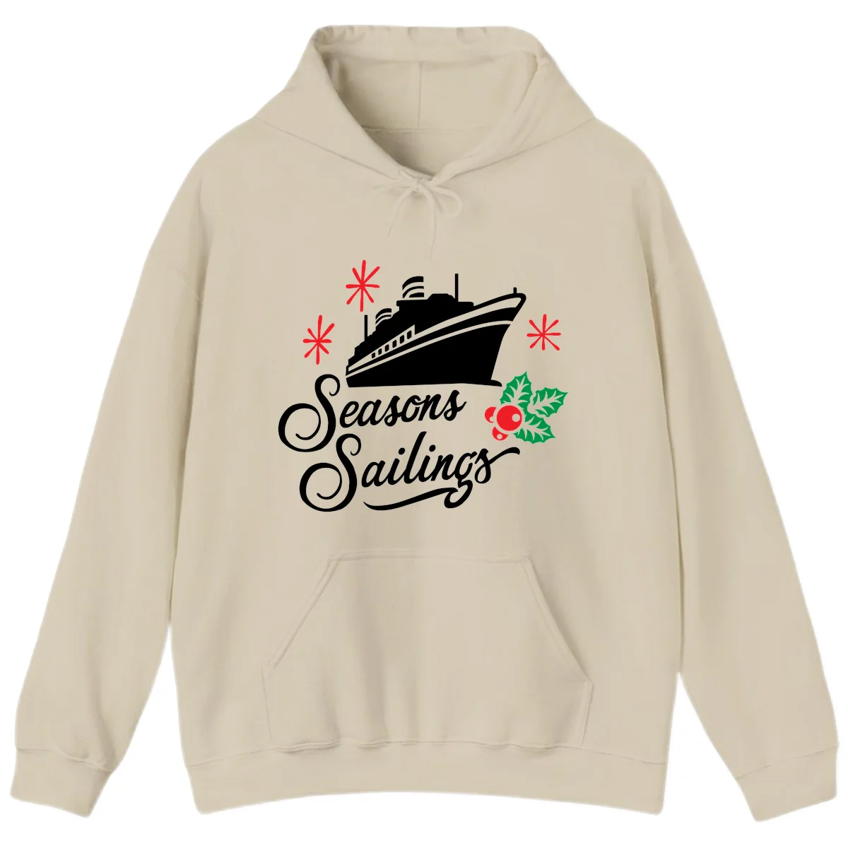 Seasons Sailings Cruise Holiday Hoodie in Sand