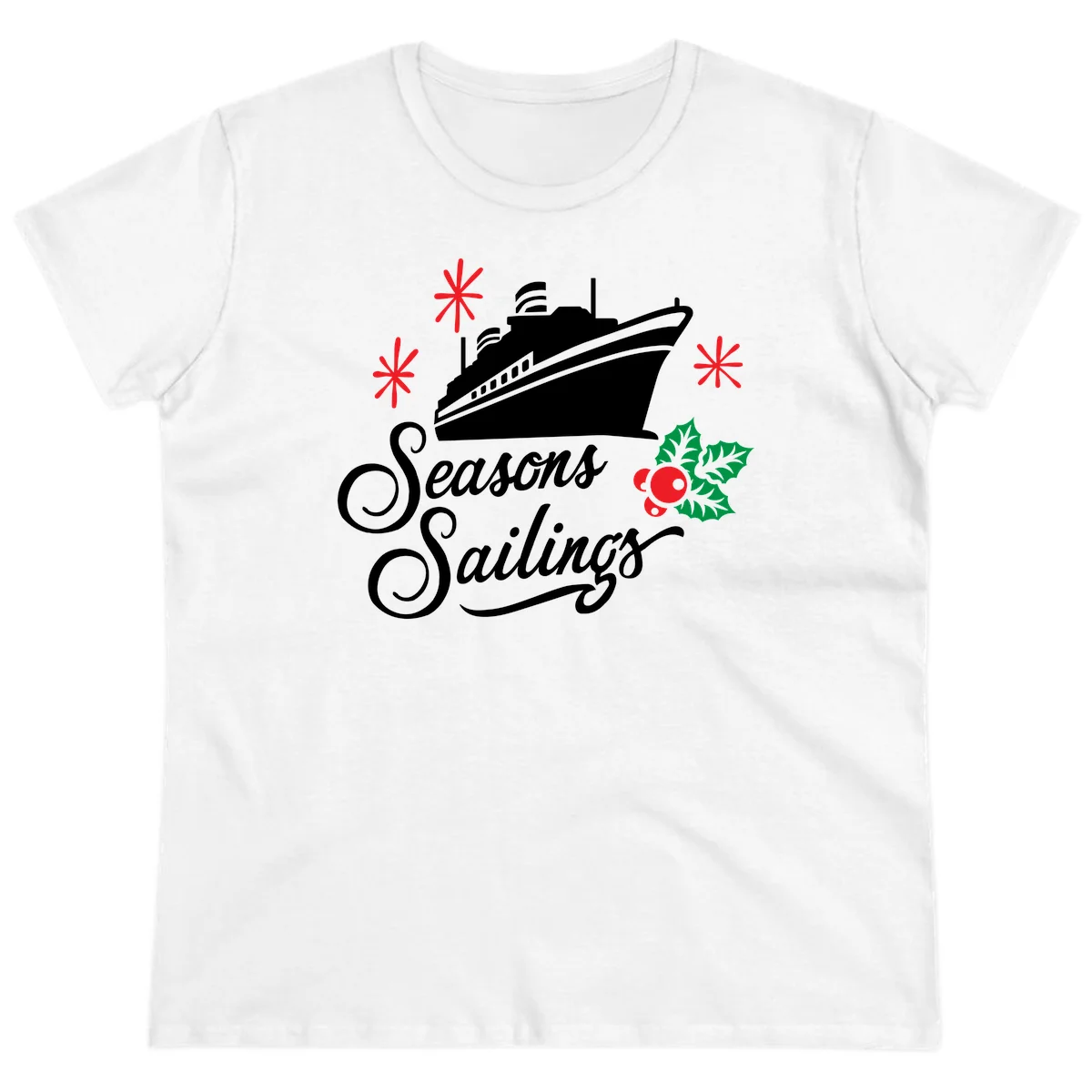 Seasons Sailings Cruise Holiday Ladies Tee in White