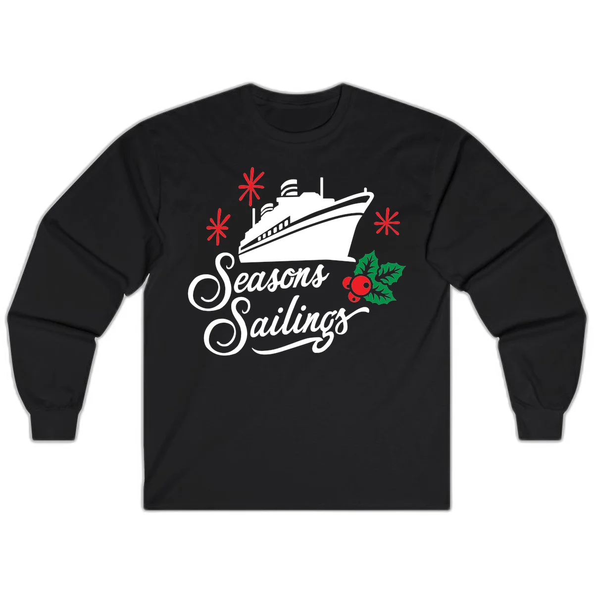 Seasons Sailings Cruise Holiday Long Sleeve in Black
