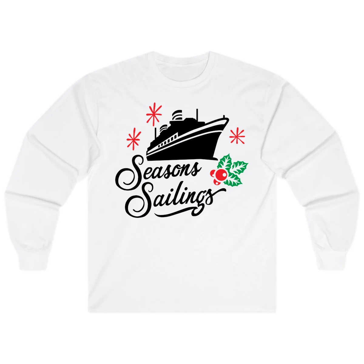 Seasons Sailings Cruise Holiday Long Sleeve in White