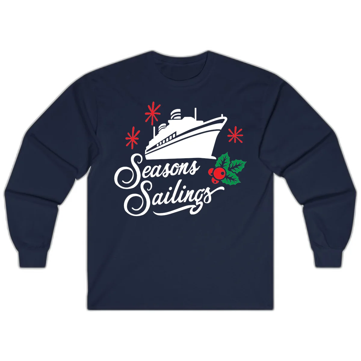 Seasons Sailings Cruise Holiday Long Sleeve in Navy