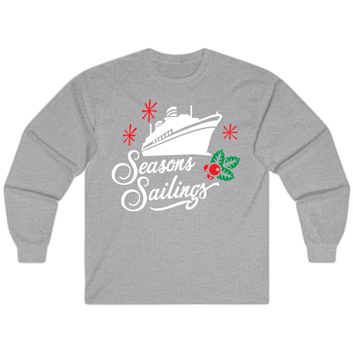 Seasons Sailings Cruise Holiday Long Sleeve in Sport Grey