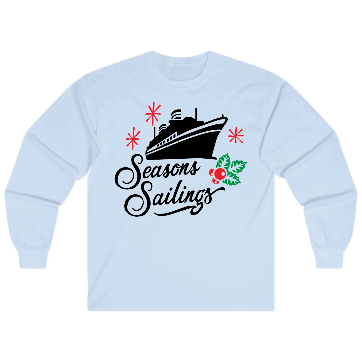 Seasons Sailings Cruise Holiday Long Sleeve in Light Blue