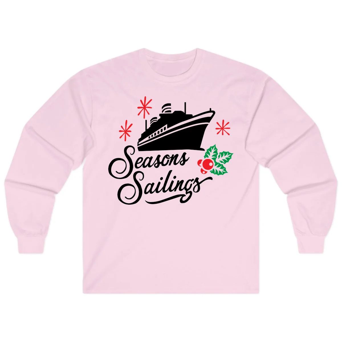 Seasons Sailings Cruise Holiday Long Sleeve in Light Pink