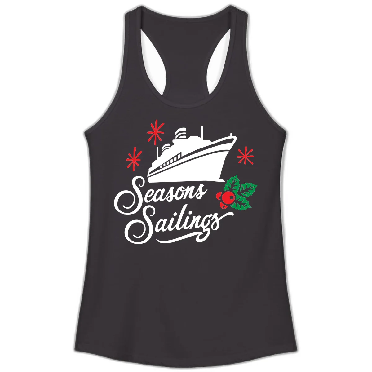Seasons Sailings Cruise Holiday Ladies Tank in Black