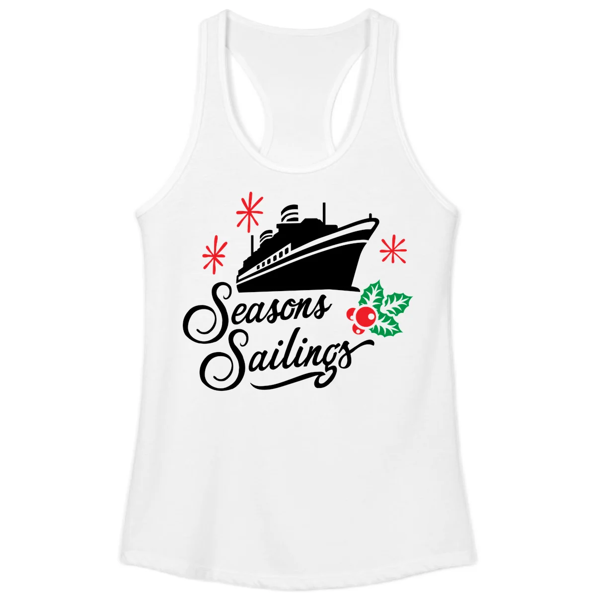 Seasons Sailings Cruise Holiday Ladies Tank in White