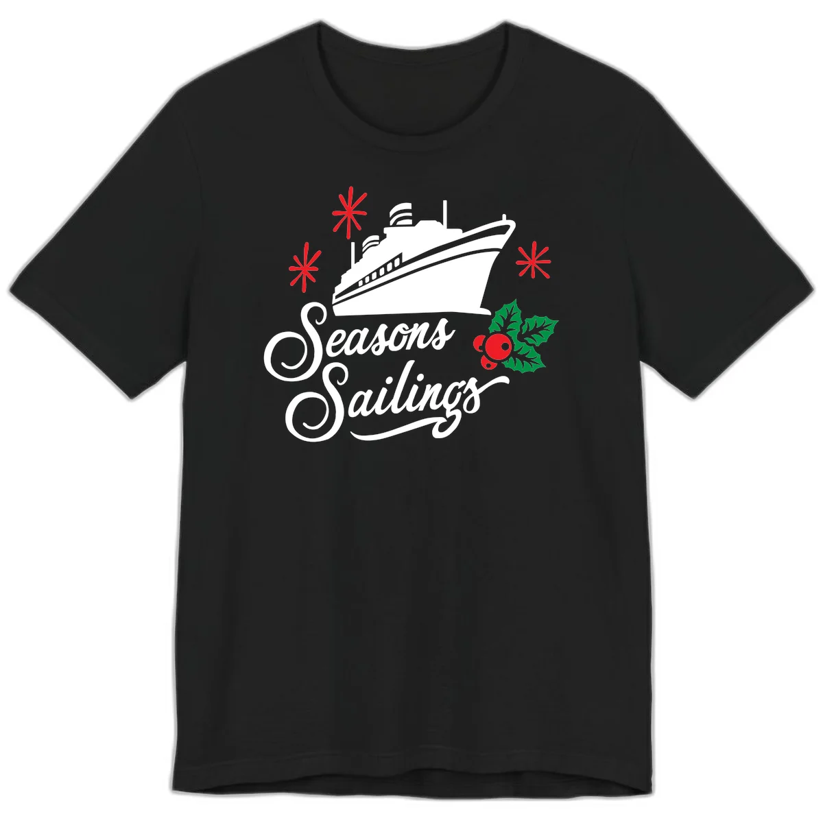 Seasons Sailings Cruise Holiday Premium T-Shirt in Black