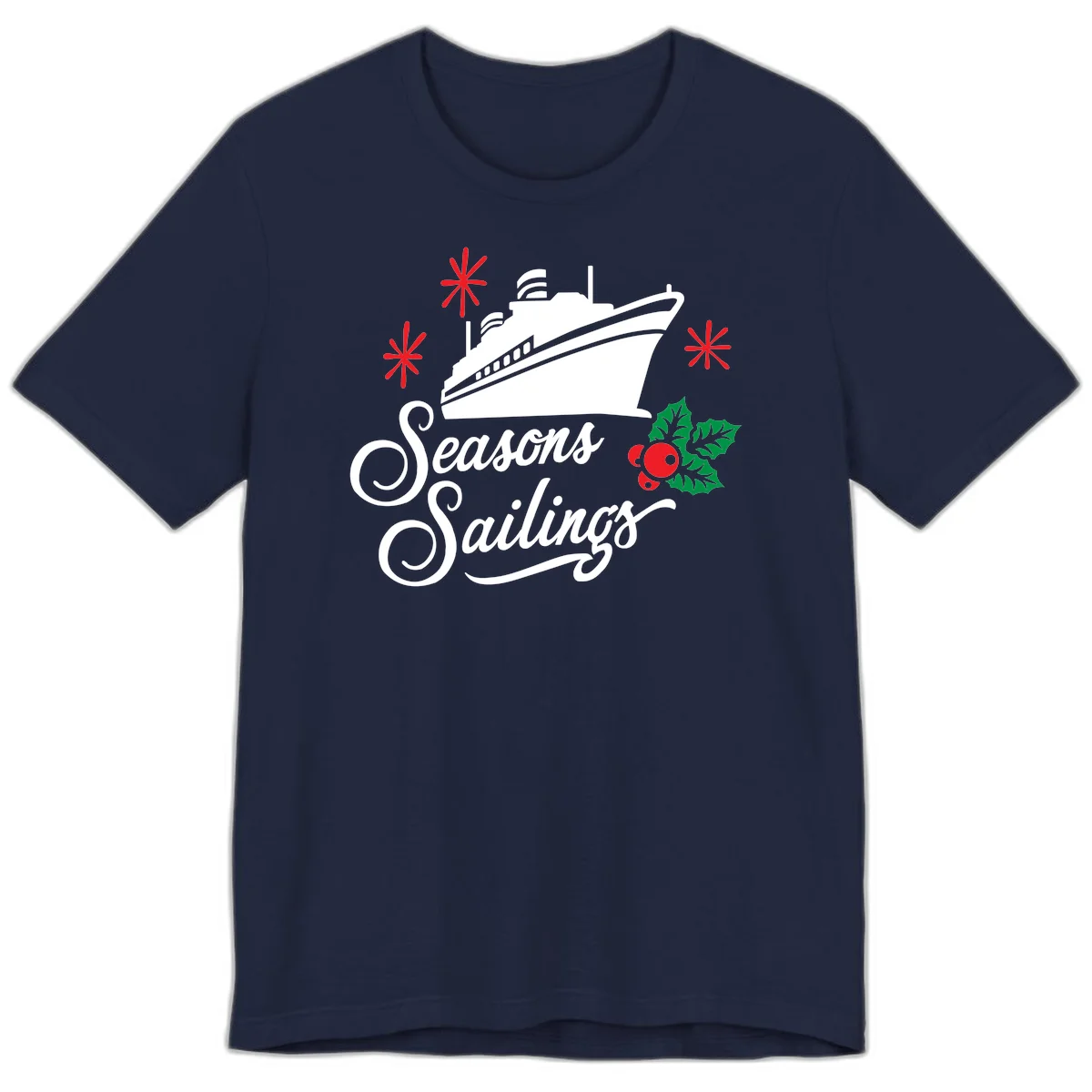 Seasons Sailings Cruise Holiday Premium T-Shirt in Navy