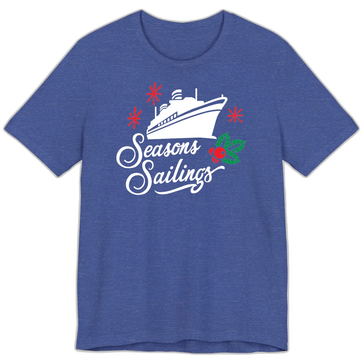 Seasons Sailings Cruise Holiday Premium T-Shirt in Heather True Royal
