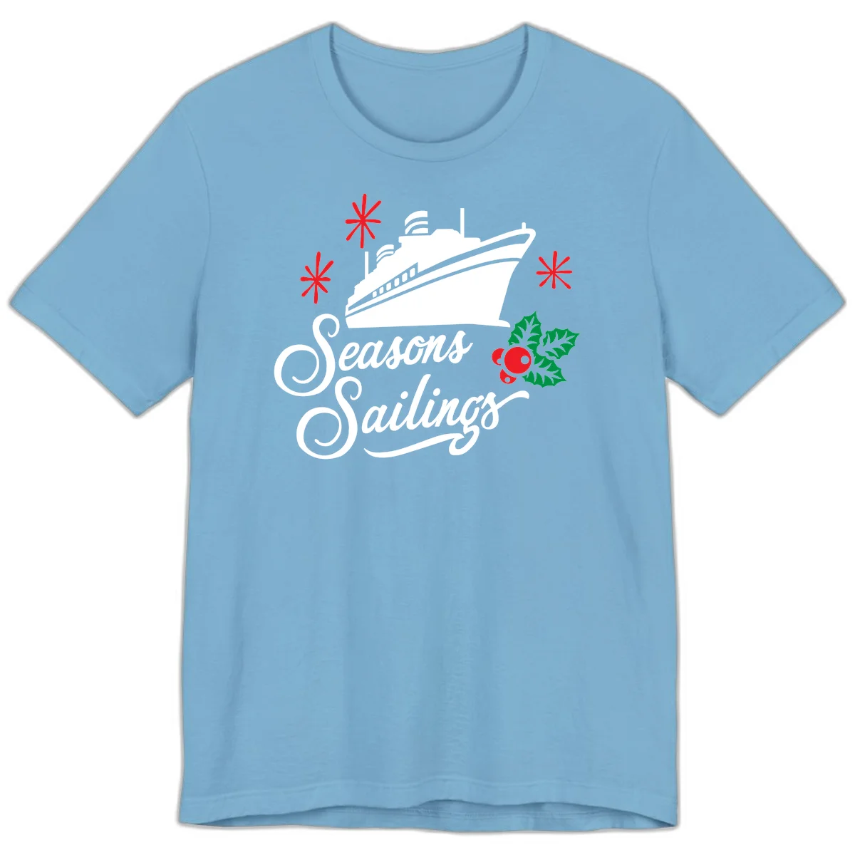 Seasons Sailings Cruise Holiday Premium T-Shirt in Ocean Blue