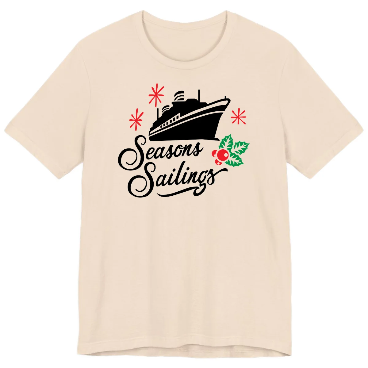 Seasons Sailings Cruise Holiday Premium T-Shirt in Soft Cream