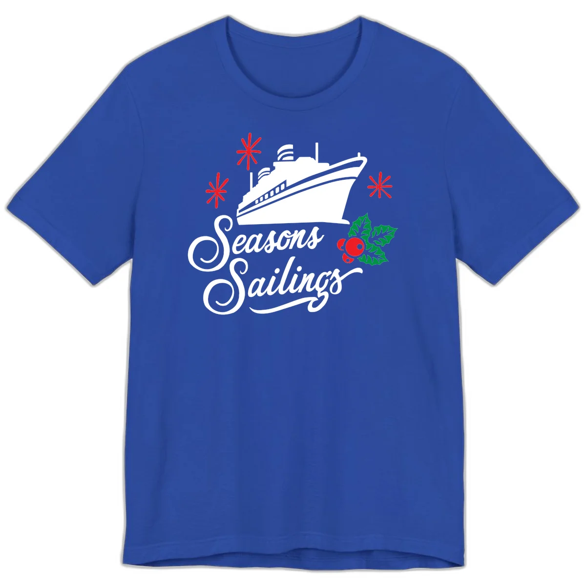 Seasons Sailings Cruise Holiday Premium T-Shirt in True Royal