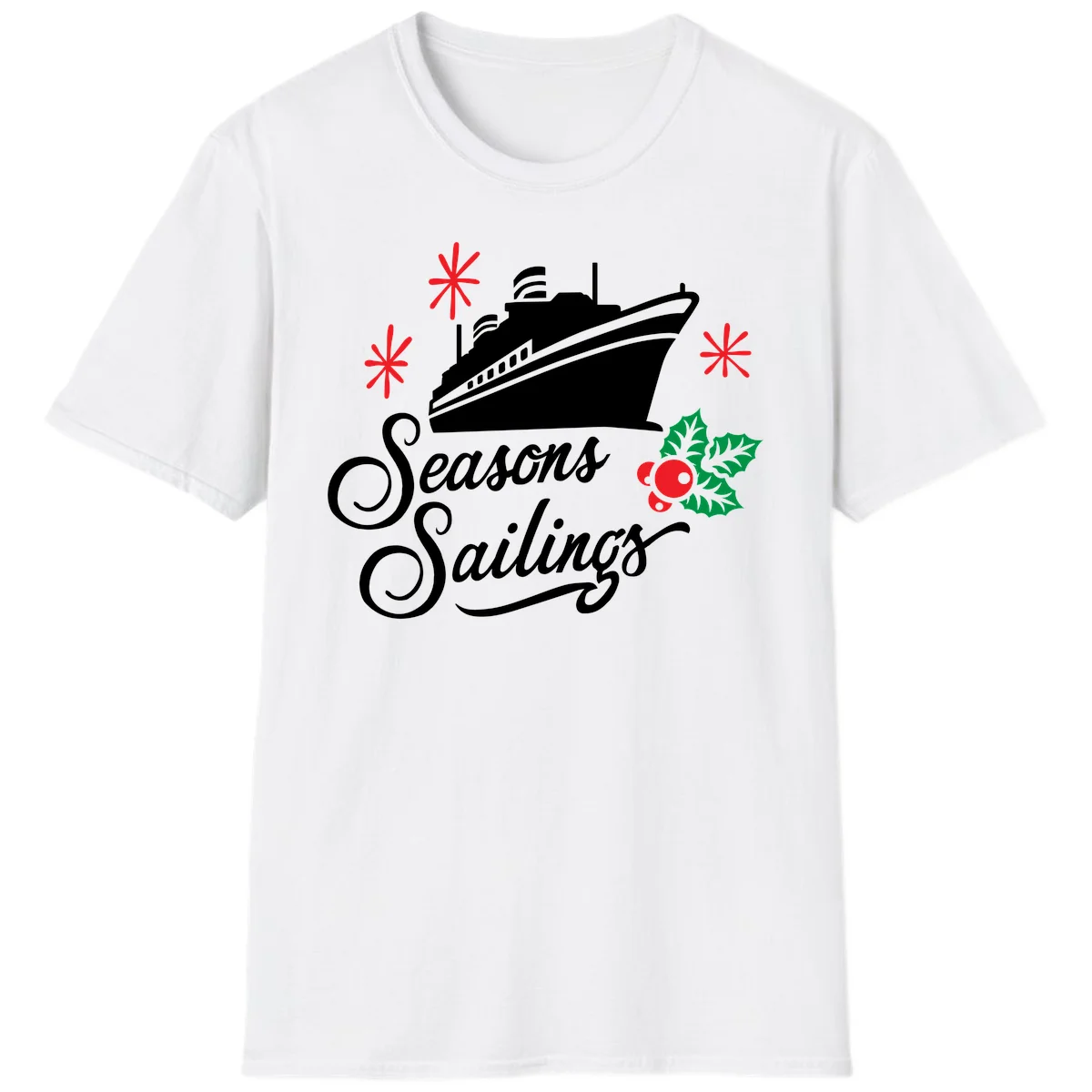 Seasons Sailings Cruise Holiday T-Shirt in White
