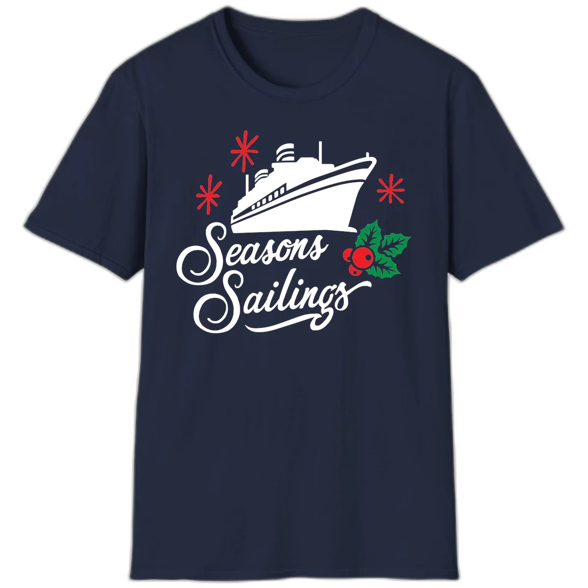 Seasons Sailings Cruise Holiday T-Shirt in Navy