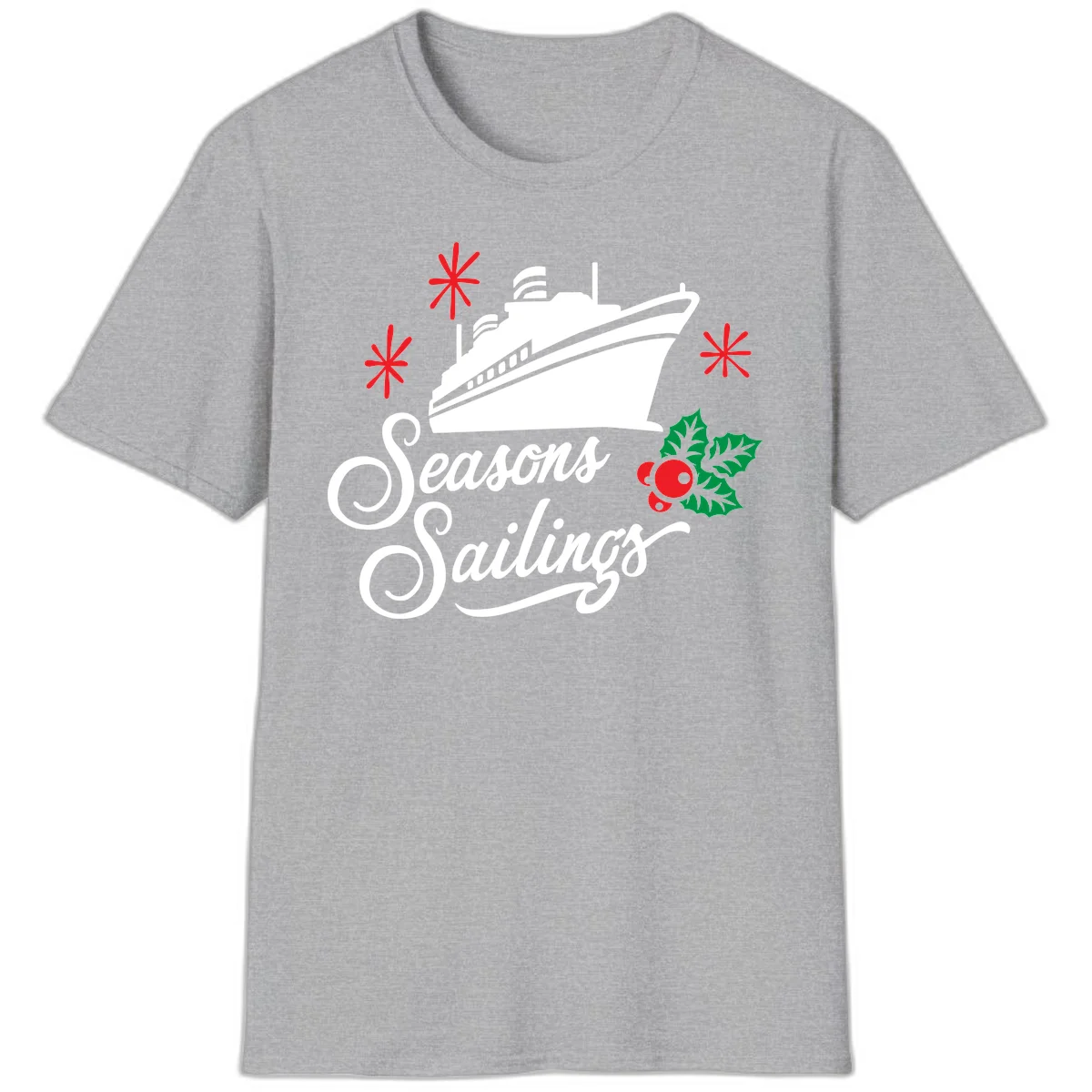 Seasons Sailings Cruise Holiday T-Shirt in Sport Grey