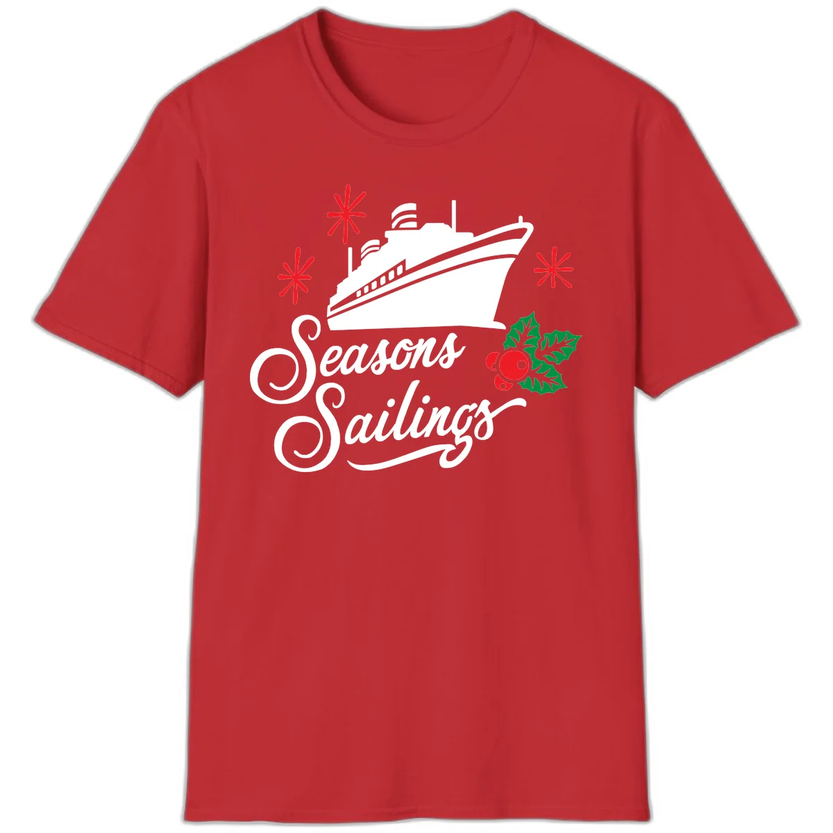 Seasons Sailings Cruise Holiday T-Shirt in Red