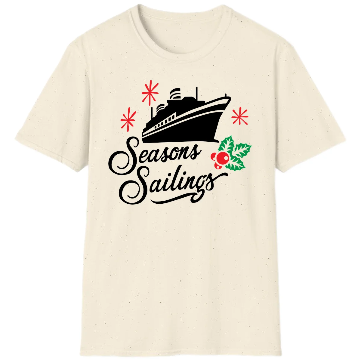 Seasons Sailings Cruise Holiday T-Shirt in Natural