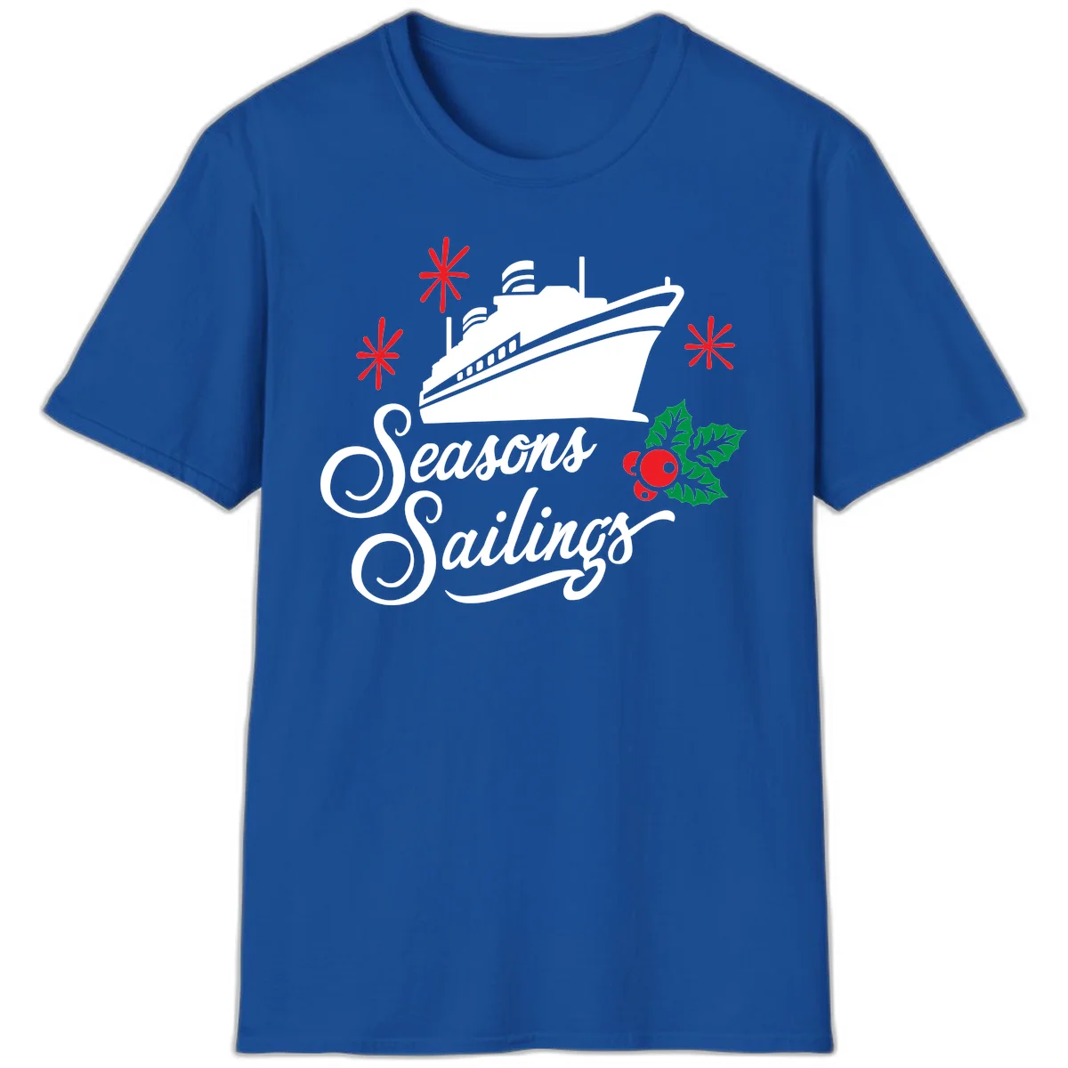 Seasons Sailings Cruise Holiday T-Shirt in Royal