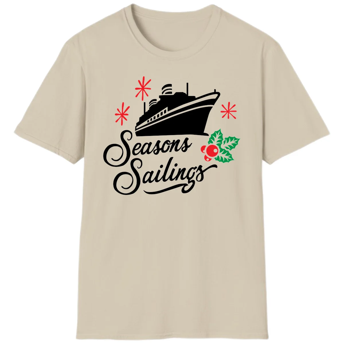 Seasons Sailings Cruise Holiday T-Shirt in Sand