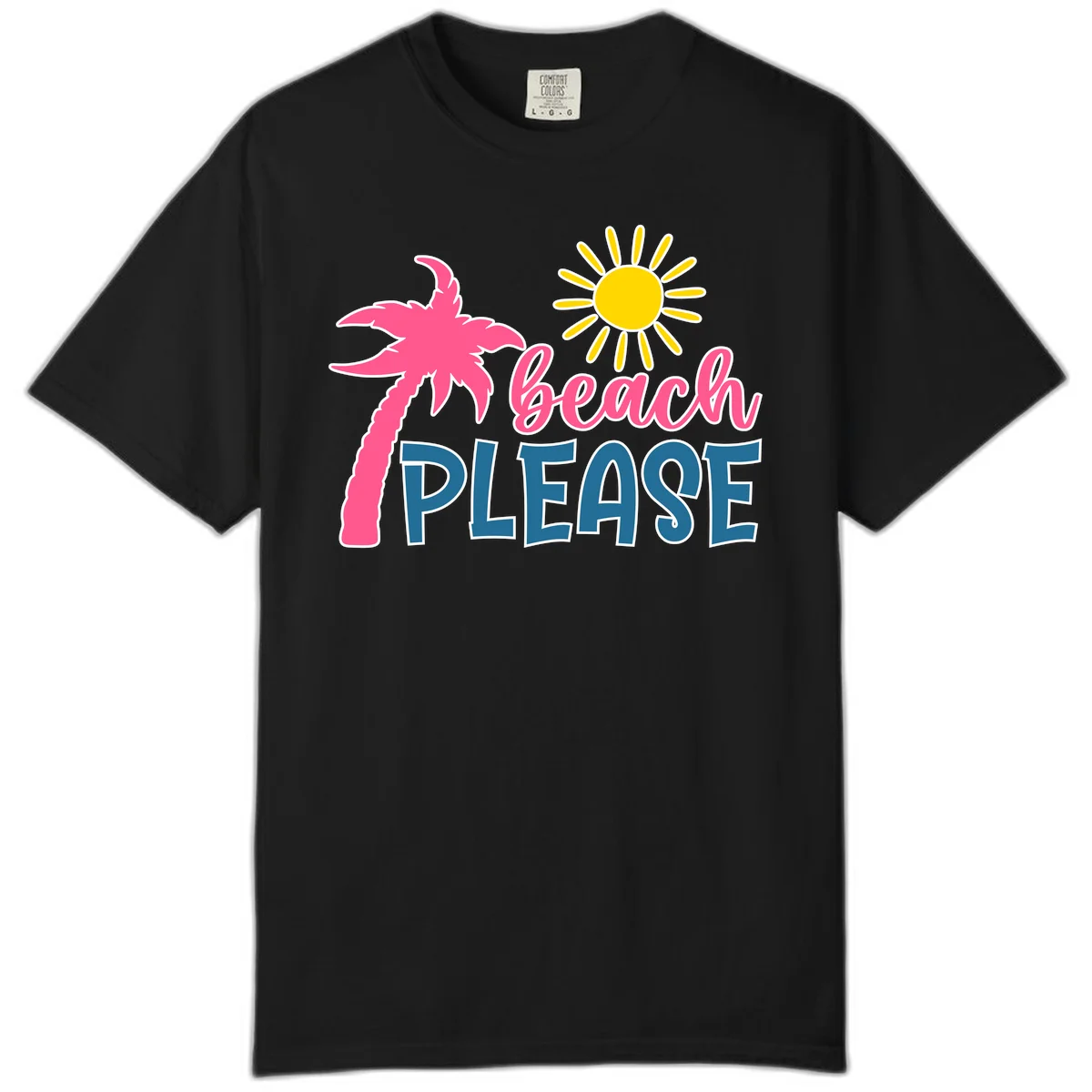 Beach Please Palm Tree Vacation Comfort Color in Black