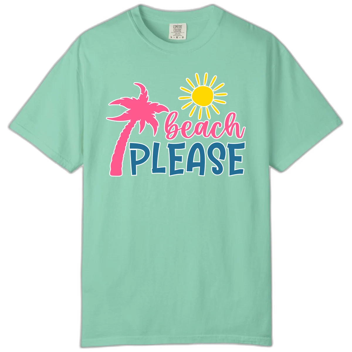 Beach Please Palm Tree Vacation Comfort Color in Island Reef