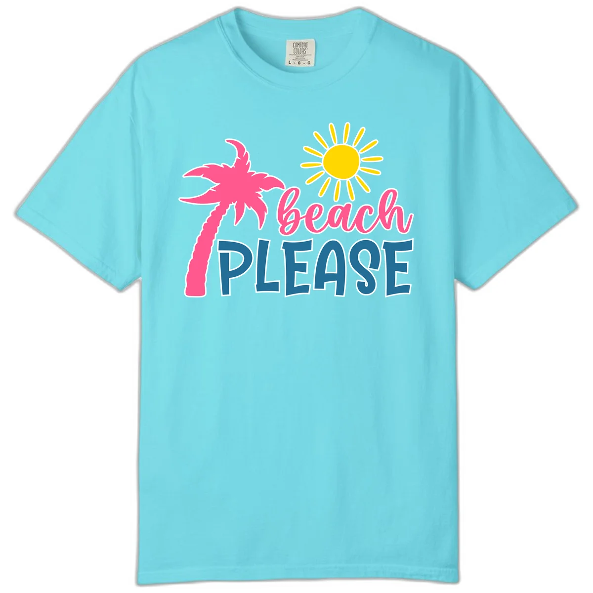 Beach Please Palm Tree Vacation Comfort Color in Lagoon Blue