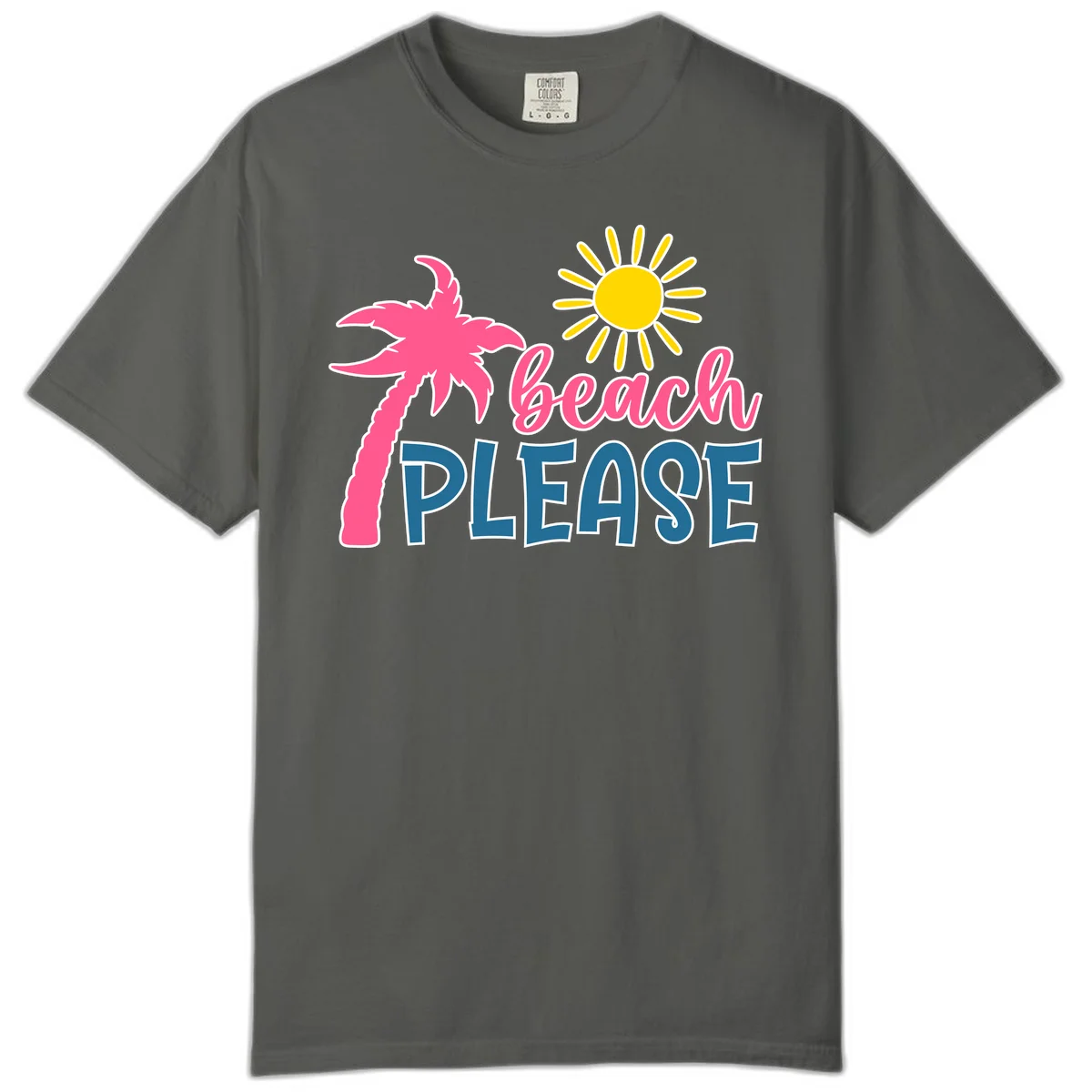 Beach Please Palm Tree Vacation Comfort Color in Pepper