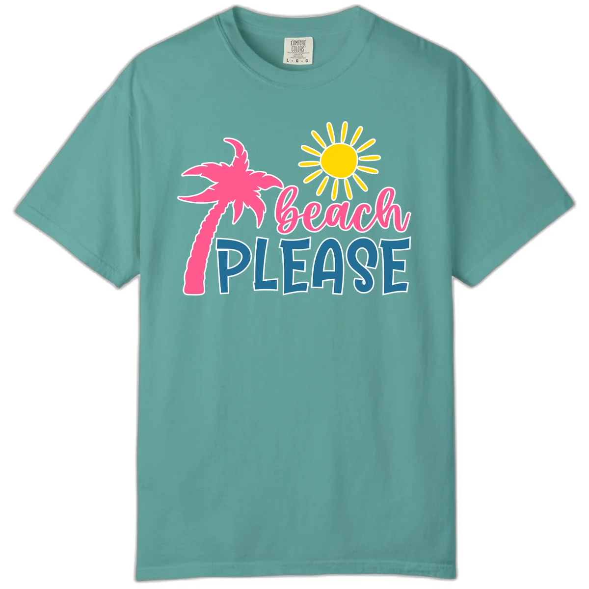 Beach Please Palm Tree Vacation Comfort Color in Seafoam